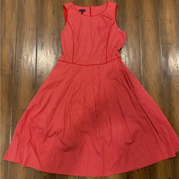 EUC Talbots Red Polka Dot A-line sleeveless dress 10